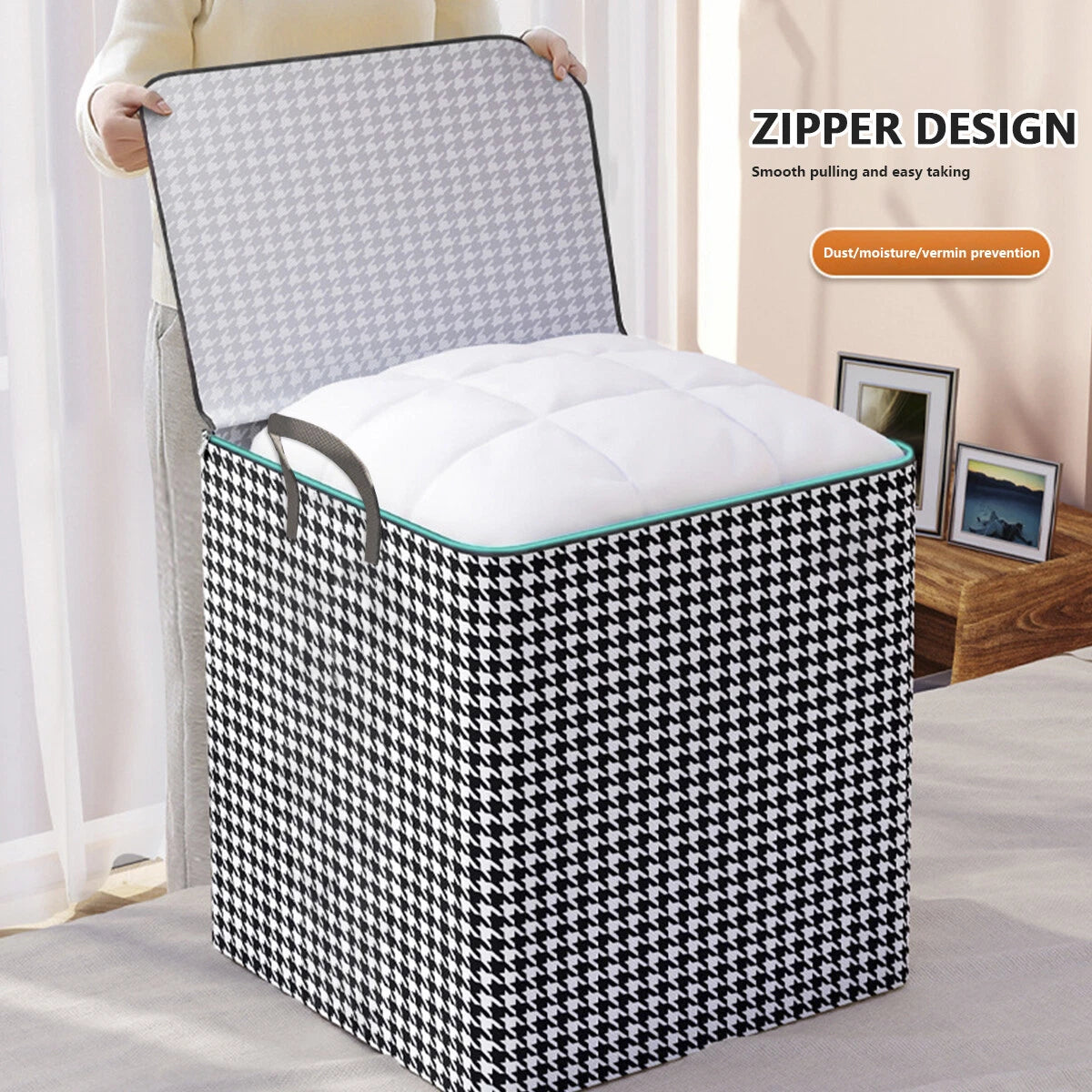 100 Litre Foldable Cloth Storage Bag With Zipper & Reinforced Handle pack of 1