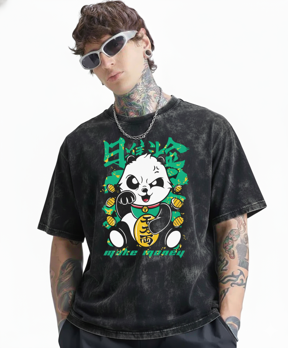 Make Money Panda Oversized Tee