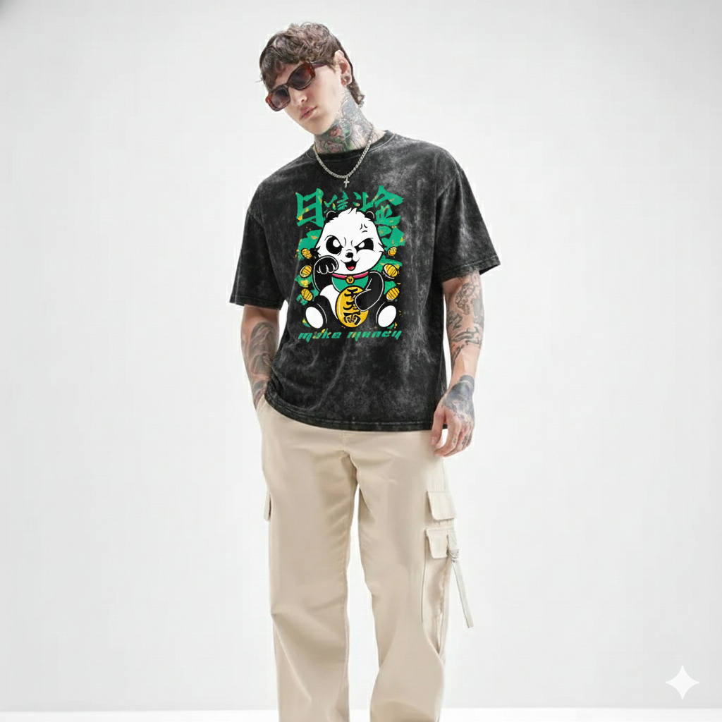 Make Money Panda Oversized Tee