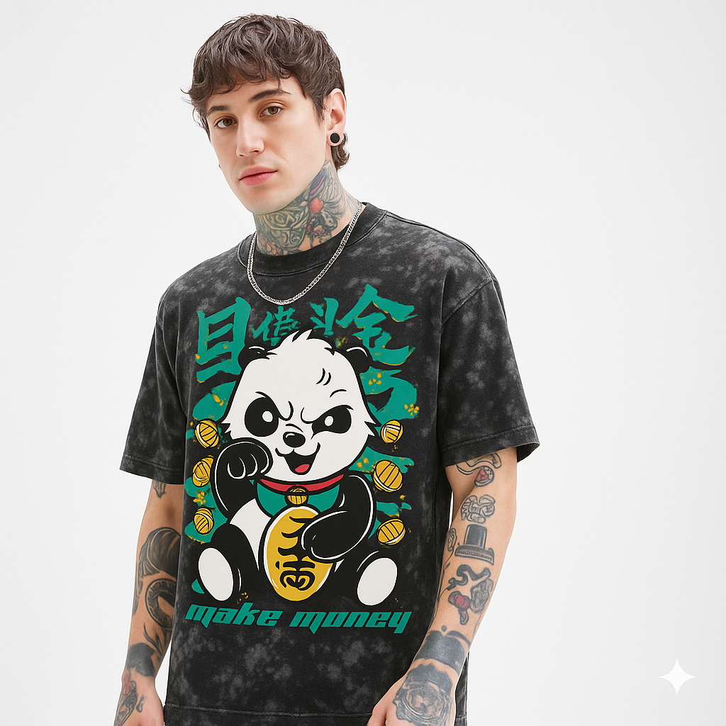 Make Money Panda Oversized Tee