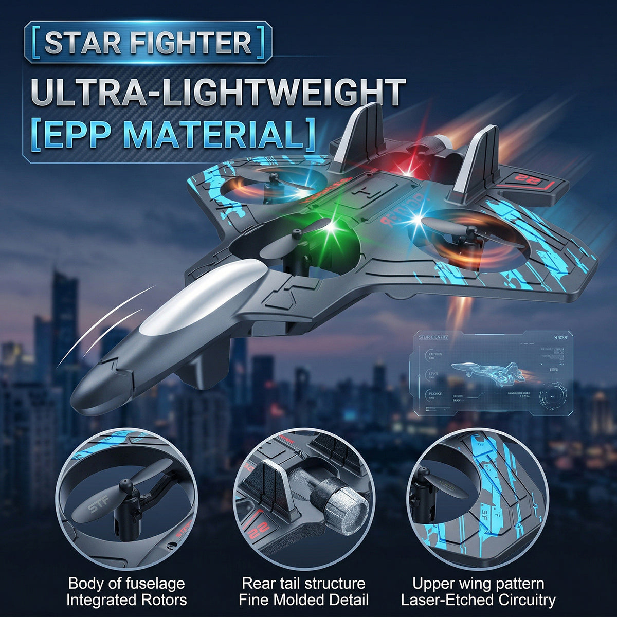 Kids Wireless RC Fighter Plane with LED Effects