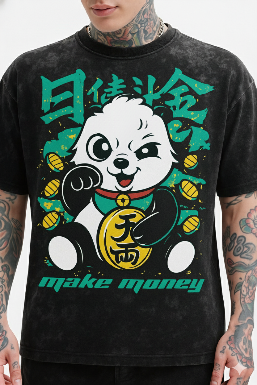 Make Money Panda Oversized Tee