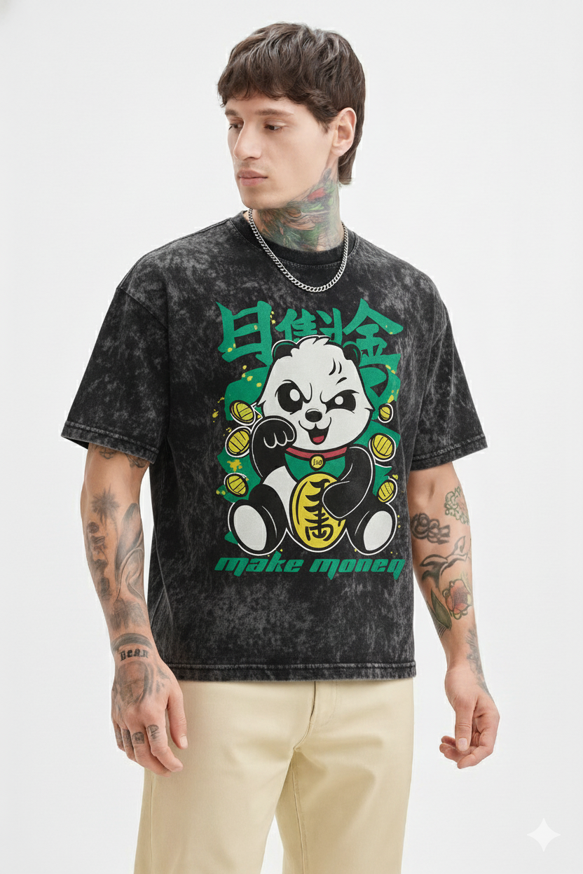 Make Money Panda Oversized Tee
