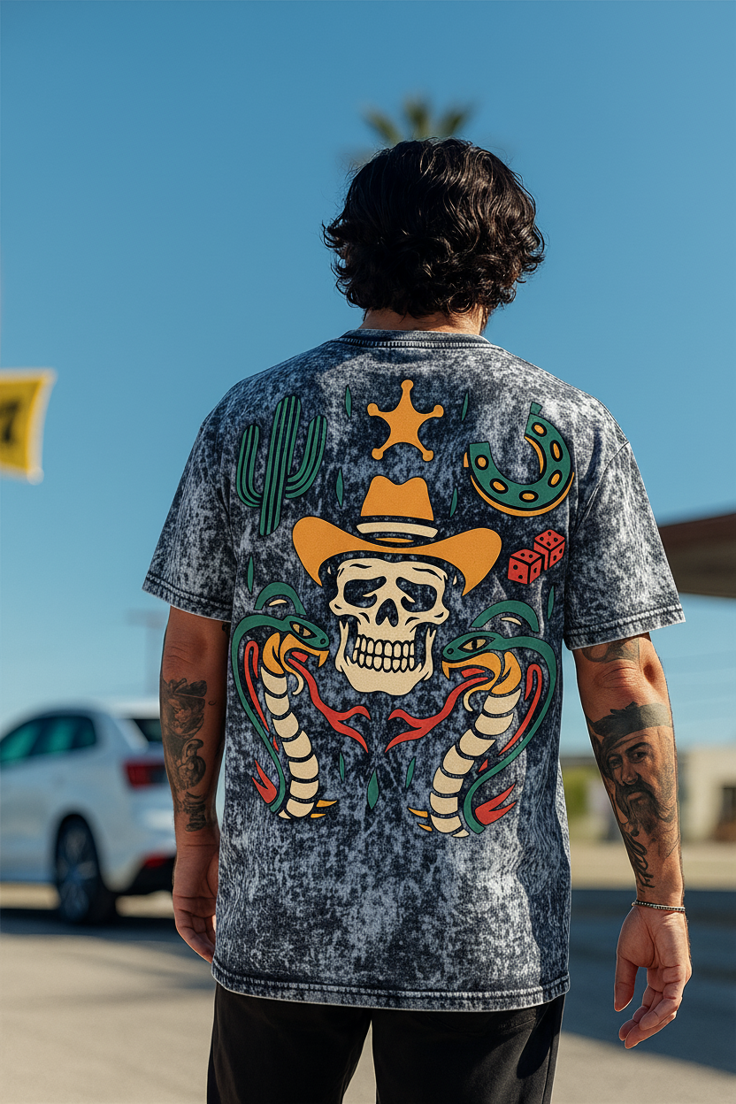 Wild West Skull Oversized Tee