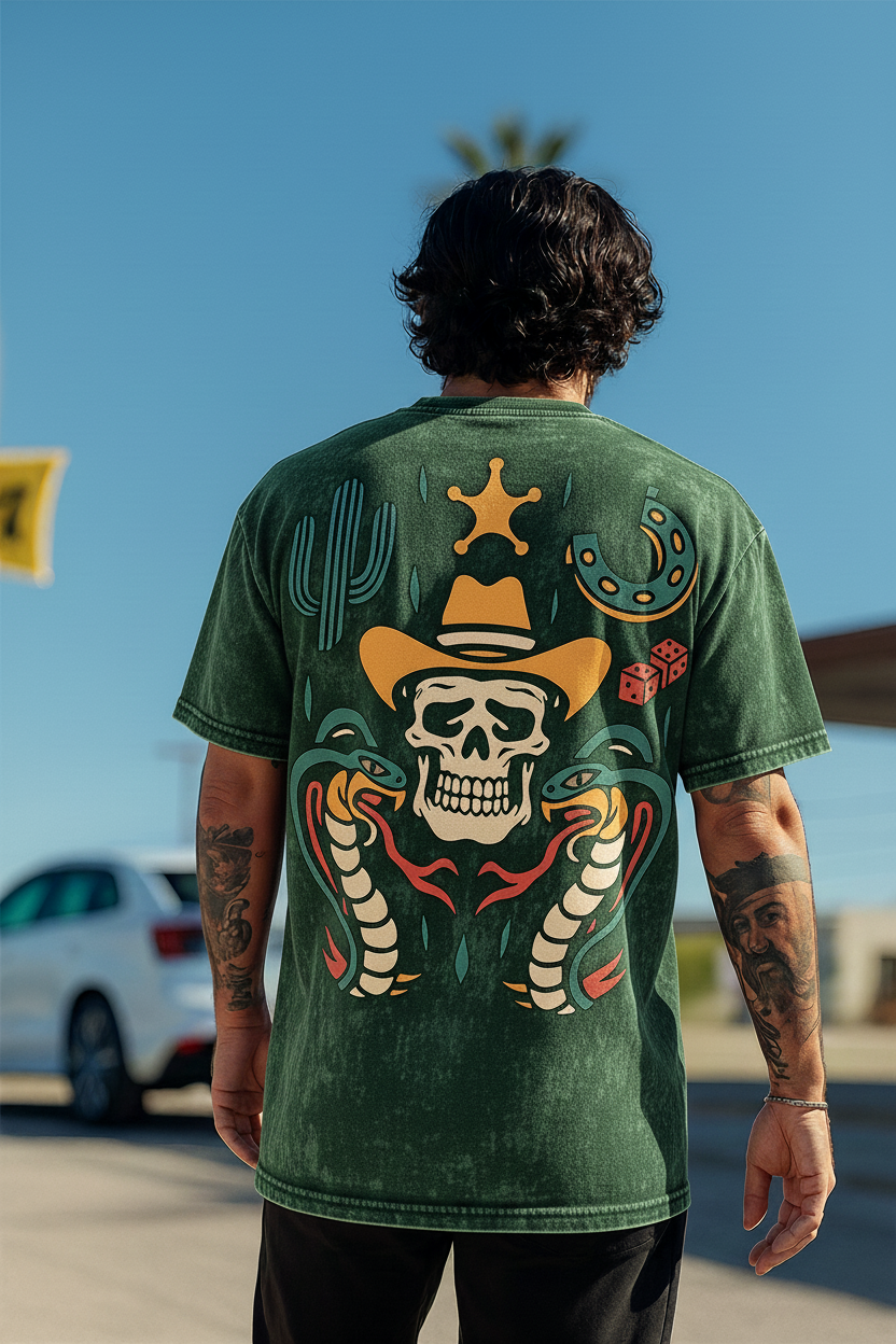 Wild West Skull Oversized Tee