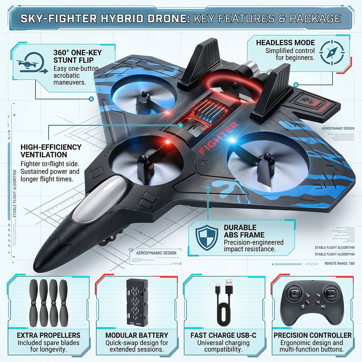 Kids Wireless RC Fighter Plane with LED Effects