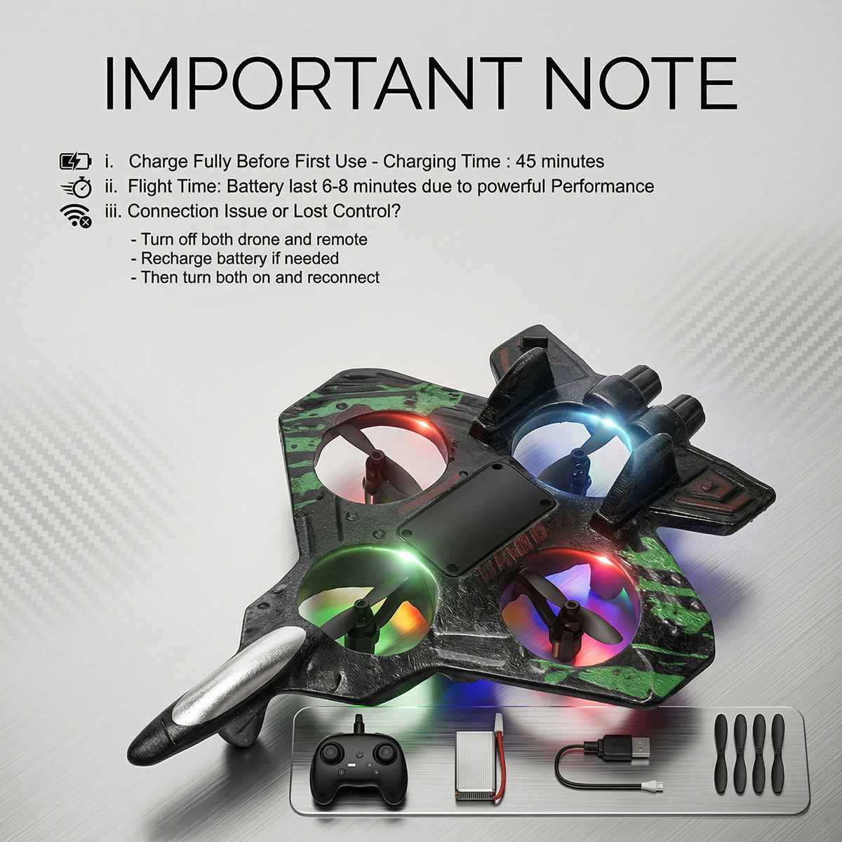 Kids Wireless RC Fighter Plane with LED Effects