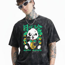 Lucky Panda Acid-Washed Oversized Tee