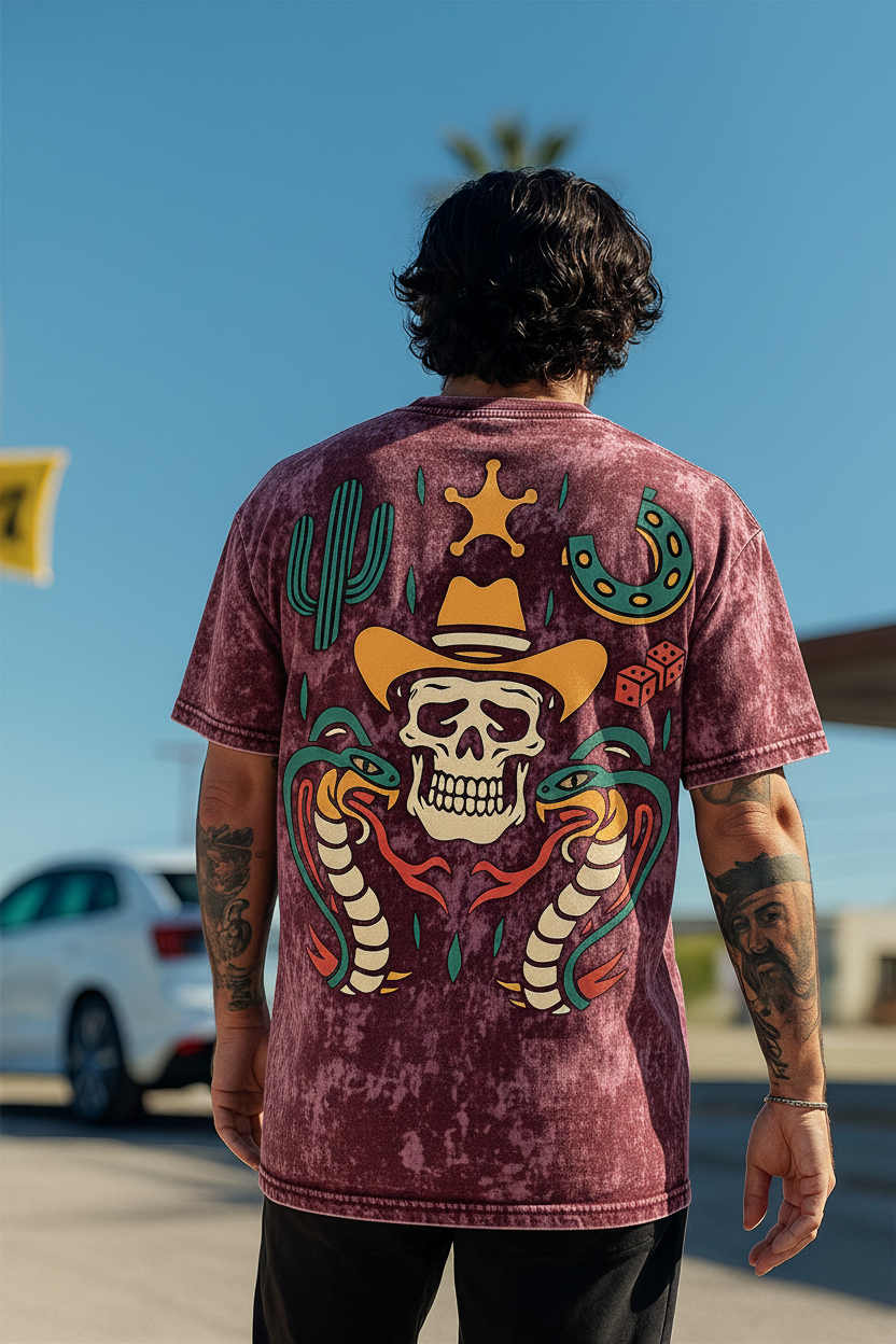 Wild West Skull Oversized Tee