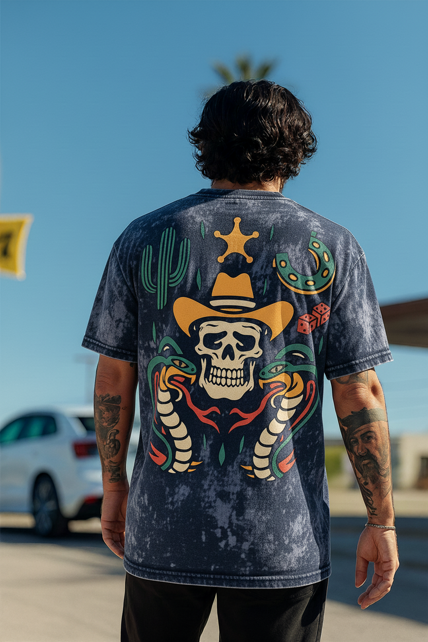 Wild West Skull Oversized Tee