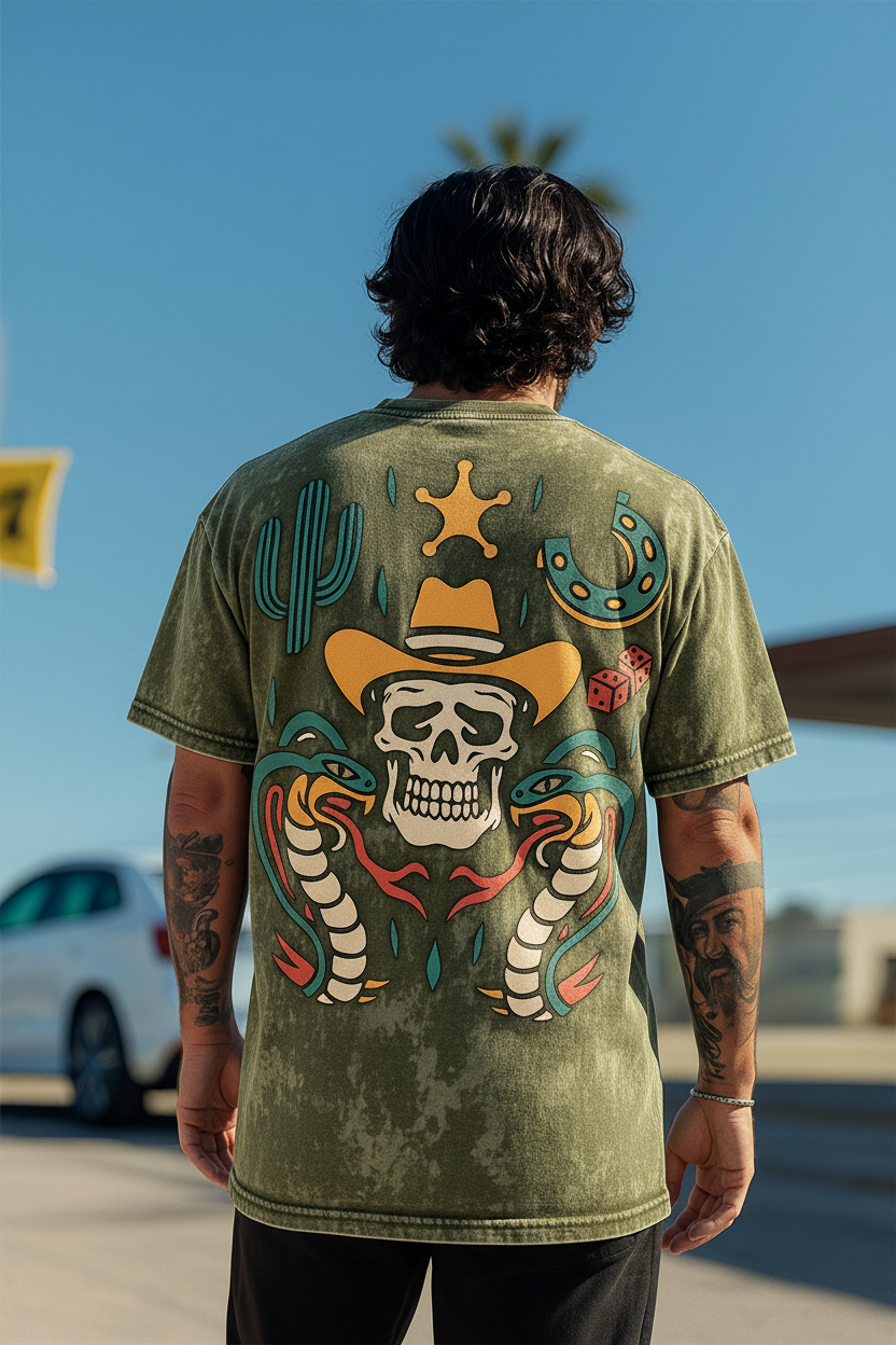 Wild West Skull Oversized Tee