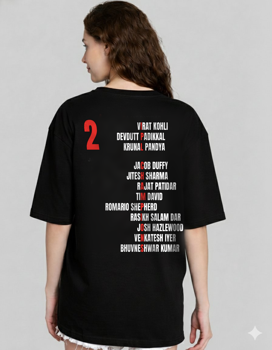 RCB Championship Edition 2026 Premium Black Oversized Tshirt
