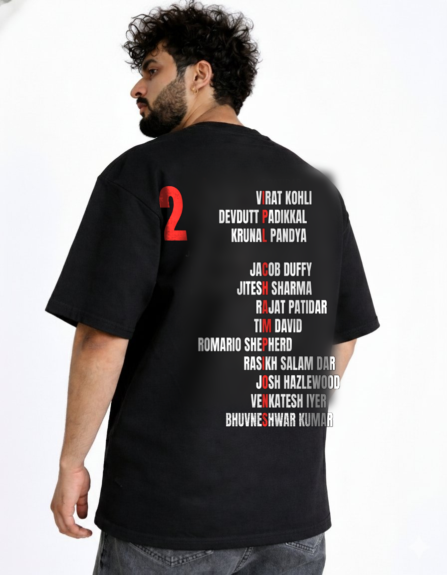 RCB Championship Edition 2026 Premium Black Oversized Tshirt